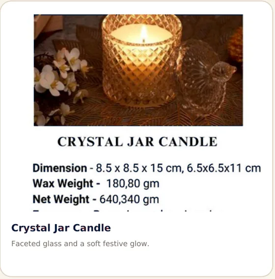 Crystal Jar Candle from the VARMAN Festive Season 2026 catalogue